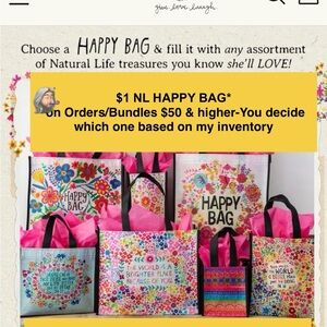 NATURAL LIFE Happy Bag - $1* Various Sizes & Styles Inspirational Tote Bags NEW